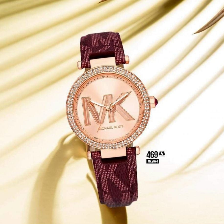  Shop Authentic Michael Kors Parker Rose Gold Dial Maroon Leather Strap Watch For Women - MK2974 - Luxxuri