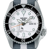  Shop Authentic Seiko 5 Sports x Peanuts Surfboard Snoopy Limited Edition White Dial Two Tone NATO Strap Watch For Men - SRPK25K1 - Luxxuri