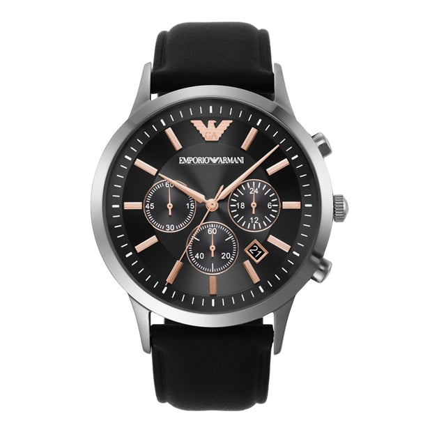  Shop Authentic Emporio Armani Giovanni Analog Black Dial Black Leather Strap Watch For Men - AR11431 - Luxxuri