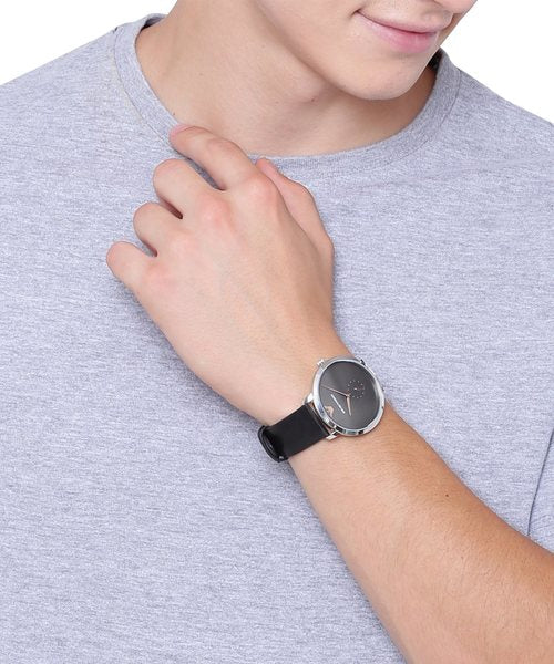  Shop Authentic Emporio Armani Modern Slim Quartz Grey Dial Black Leather Strap Watch For Men - AR11162 - Luxxuri
