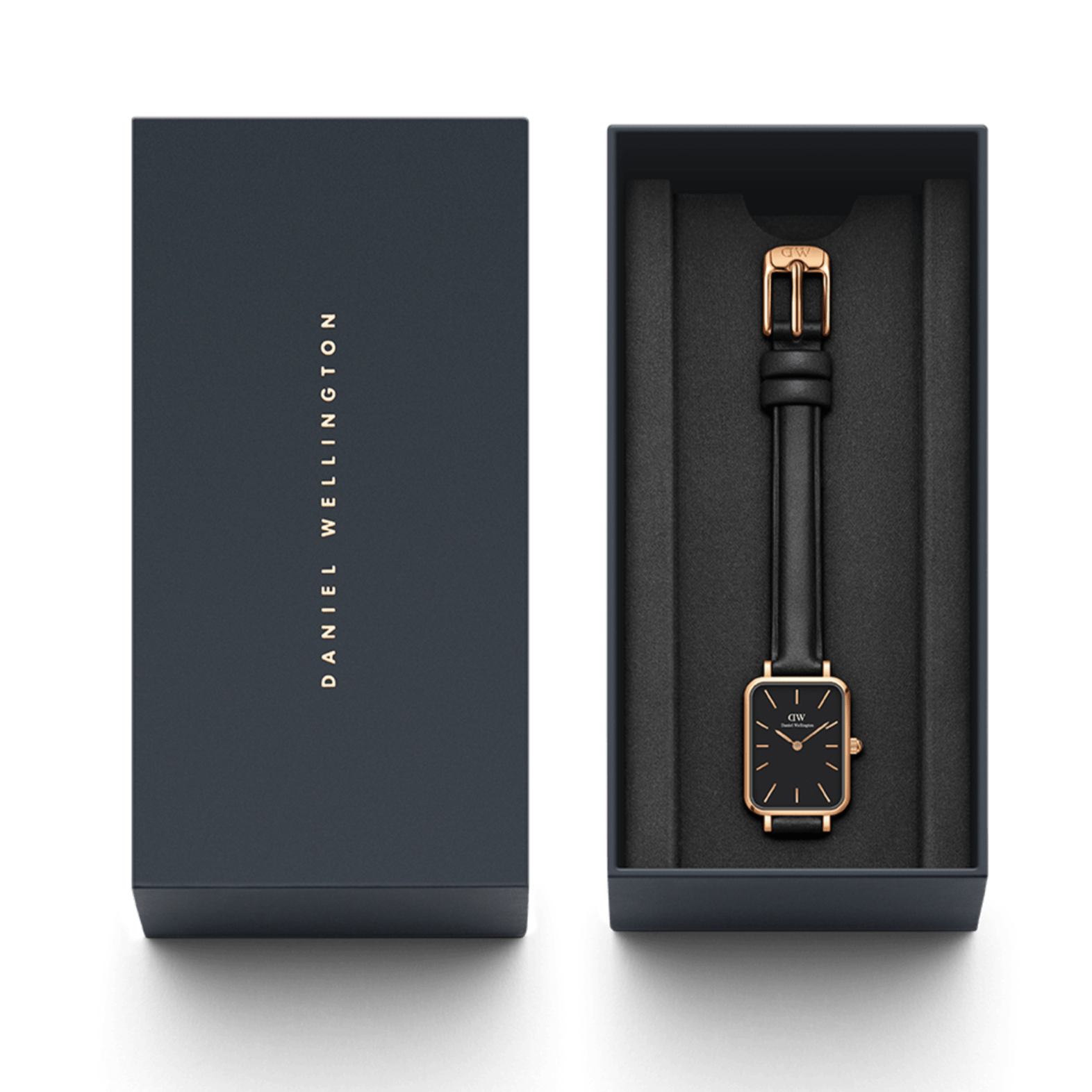  Shop Authentic Daniel Wellington Quadro Black Dial Black Leather Strap Watch For Women  - DW00100449 - Luxxuri