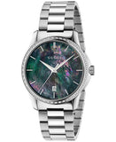  Shop Authentic Gucci G Timeless Diamonds Mother of Pearl Blue Dial Silver Steel Strap Unisex Watch - YA126458 - Luxxuri