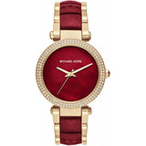  Shop Authentic Michael Kors Parker Mother of Pearl Red Dial Two Tone Steel Strap Watch for Women - MK6427 - Luxxuri