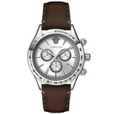  Shop Authentic Versace Classic Chronograph Quartz Silver Dial Brown Leather Strap Watch For Men - VEV700119 - Luxxuri