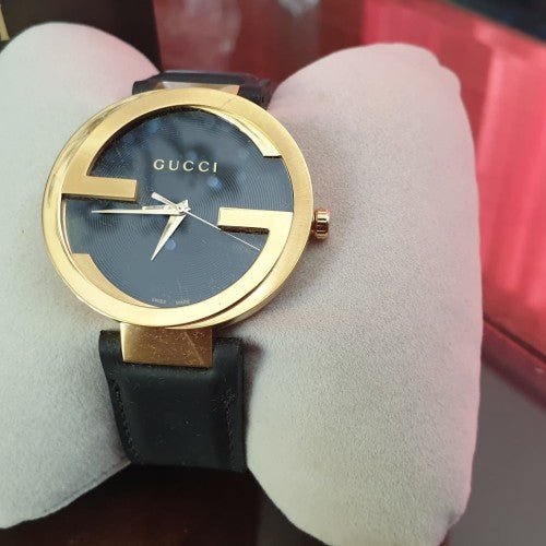  Shop Authentic Gucci Interlocking Special Edition Grammy Black Dial Black Leather Strap Watch For Men - YA133208 - Luxxuri