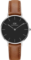  Shop Authentic Daniel Wellington Petite Sterling Black Dial Brown Leather Strap Watch For Women - DW00100178 - Luxxuri