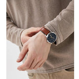  Shop Authentic Fossil Neutra Minimalist Moonphase Blue Dial Brown Leather Strap Watch for Men - FS5903 - Luxxuri