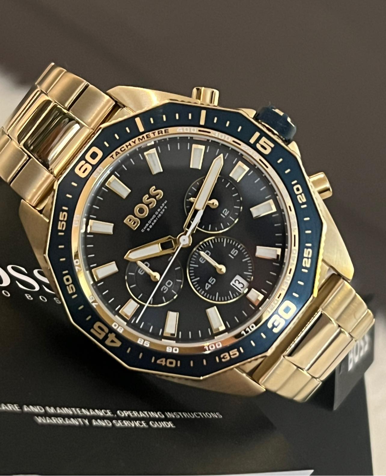  Shop Authentic Hugo Boss Energy Chronograph Blue Dial Gold Steel Strap Watch For Men - 1513973 - Luxxuri