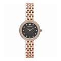 Emporio Armani Rosa Quartz Mother of Pearl Black Dial Rose Gold Steel Strap Watch For Women - AR11372
