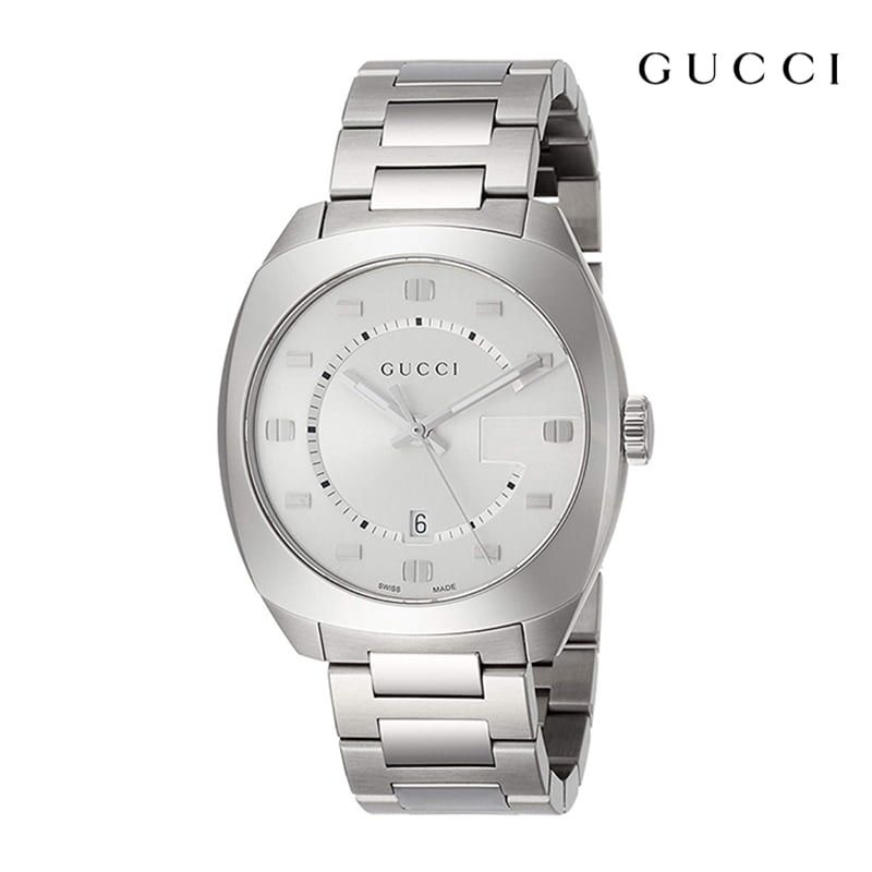  Shop Authentic Gucci GG2570 Silver Dial Silver Steel Strap Watch For Men - YA142308 - Luxxuri