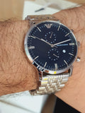  Shop Authentic Emporio Armani Gianni Chronograph Blue Dial Silver Steel Strap Watch For Men - AR80013 - Luxxuri