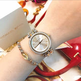  Shop Authentic Michael Kors Darci Silver Dial Two Tone Steel Strap Watch for Women - MK3405 - Luxxuri