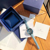  Shop Authentic Swarovski Octea Lux Chrono Blue Dial Blue Leather Strap Watch for Women - 5580600 - Luxxuri