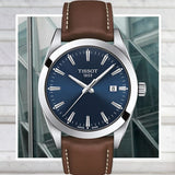  Shop Authentic Tissot Gentleman Blue Dial Brown Leather Strap Watch For Men - T127.410.16.041.00 - Luxxuri