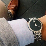  Shop Authentic Movado Classic Quartz Black Dial Silver Steel Strap Watch for Men - 0606337 - Luxxuri