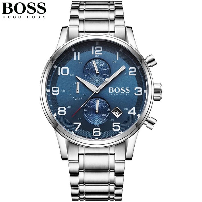  Shop Authentic Hugo Boss Aeroliner Blue Dial Silver Steel Strap Watch for Men - 1513183 - Luxxuri