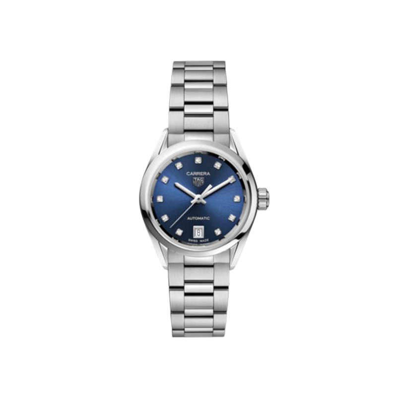  Shop Authentic Tag Heuer Carrera Diamonds Blue Dial Silver Steel Strap Watch for Women - WBN2413.BA0621 - Luxxuri