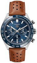  Shop Authentic Tag Heuer Carrera Automatic Chronograph Blue Dial Brown Leather Strap Watch for Men - CBN2A1A.FC6537 - Luxxuri