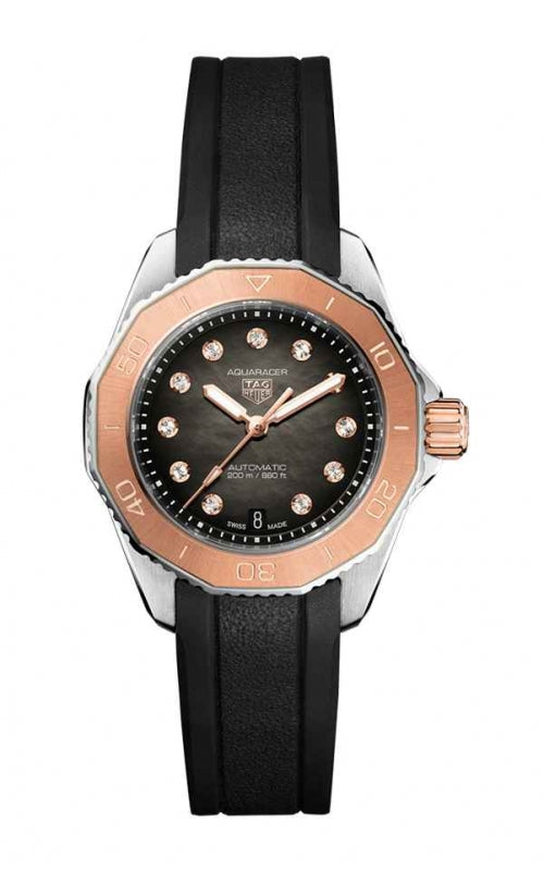  Shop Authentic Tag Heuer Aquaracer Professional 200 Automatic Diamonds Black Dial Black Rubber Strap Watch for Women - WBP2451.FT6200 - Luxxuri
