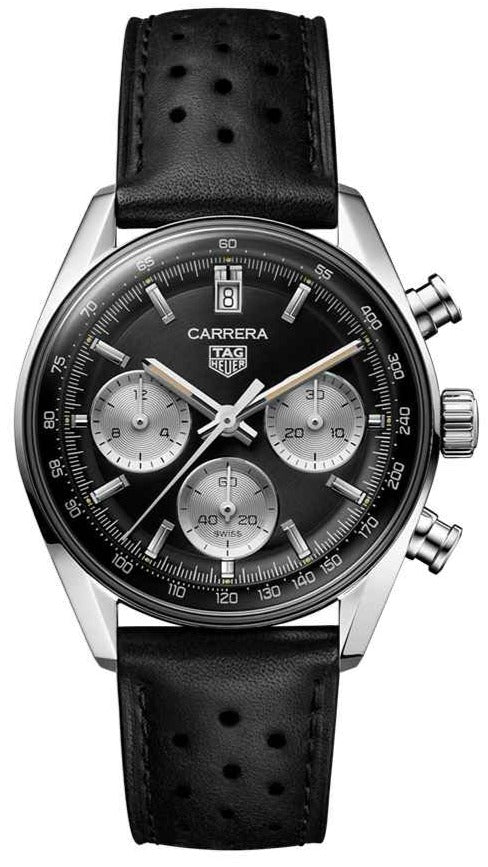  Shop Authentic Tag Heuer Carrera Automatic Chronograph Black Dial Black Leather Strap Watch for Men - CBS2210.FC6534 - Luxxuri