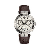  Shop Authentic Versace Aion Chronograph White Dial Brown Leather Strap Watch for Men - VBR010017 - Luxxuri