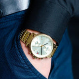  Shop Authentic Tommy Hilfiger Daniel White Dial Gold Steel Strap Watch for Men - 1710415 - Luxxuri