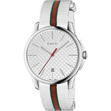  Shop Authentic Gucci G Timeless Quartz White DIal White NATO Strap Watch For Men - YA126322 - Luxxuri