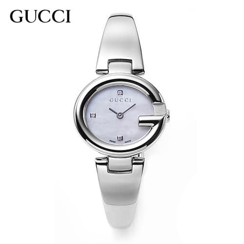  Shop Authentic Gucci Guccissima Diamonds Mother of Pearl Dial Silver Steel Strap Watch For Women - YA134504 - Luxxuri