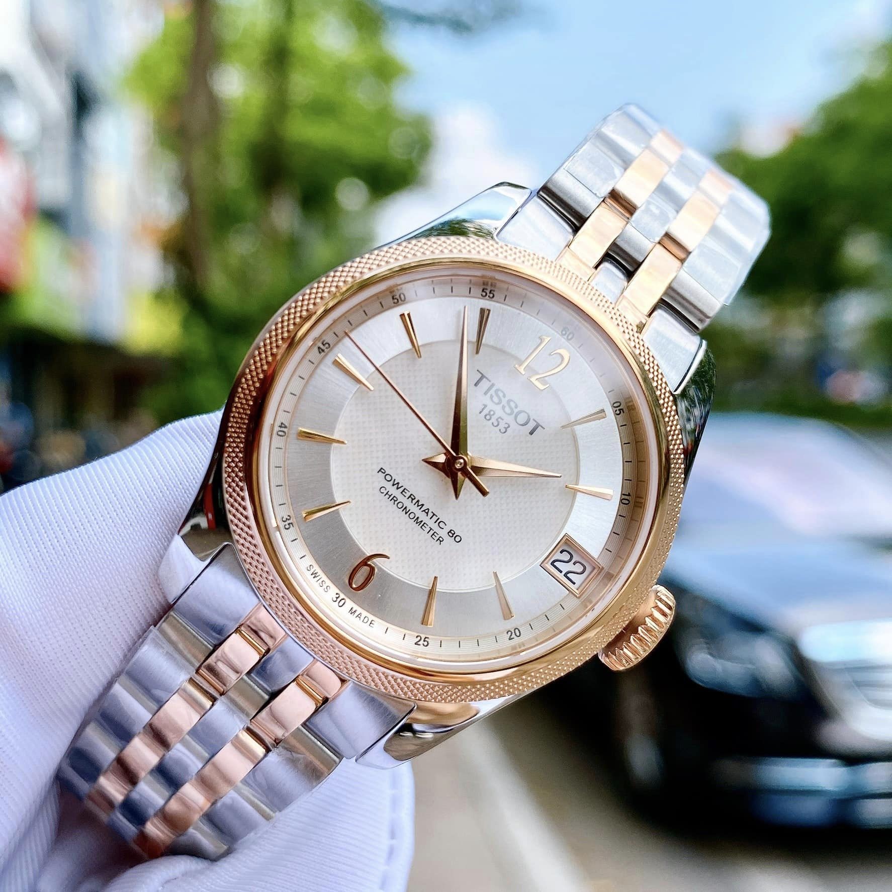  Shop Authentic Tissot Ballade Powermatic 80 Mother of Pearl Silver Dial Two Tone Steel Strap Watch For Women - T108.208.22.117.00 - Luxxuri