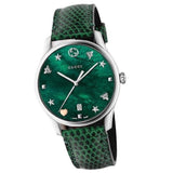  Shop Authentic Gucci G-Timeless Mother of Pearl Green Dial Green Leather Strap Watch For Women - YA1264042 - Luxxuri