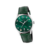  Shop Authentic Gucci G-Timeless Green Mother of Pearl Dial Green Leather Strap Watch For Women - YA126585 - Luxxuri