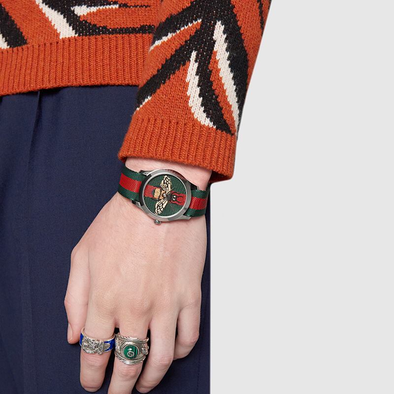  Shop Authentic Gucci Le Marche des Merveilles Red & Green Dial Red & Green Nylon Strap Unisex Watch - YA1264060 - Luxxuri