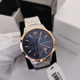  Shop Authentic Emporio Armani Renato Chronograph Blue Dial Two Tone Steel Strap Watch For Men - AR80025 - Luxxuri