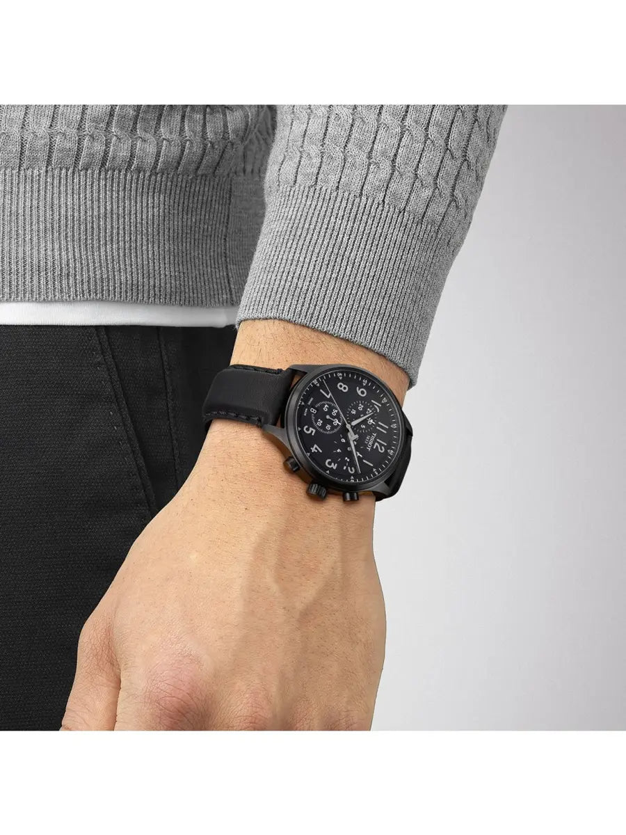  Shop Authentic Tissot Chrono XL Vintage Black Dial Black Leather Strap Watch For Men - T116.617.36.052.00 - Luxxuri