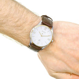  Shop Authentic Hugo Boss Classic White Dial Brown Leather Strap Watch for Men - 1513486 - Luxxuri
