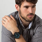  Shop Authentic Diesel Mega Chief Black Dial Black Leather Strap Watch For Men - DZ4323 - Luxxuri