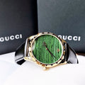  Shop Authentic Gucci Le Marche Des Merveilles Quartz Green Dial Black Leather Strap Watch For Women - YA126463 - Luxxuri