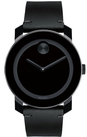  Shop Authentic Movado Bold Black Dial Black Leather Strap Watch For Men - 3600306 - Luxxuri