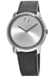  Shop Authentic Movado Bold Silver Dial Black Leather Strap Watch For Men - 3600468 - Luxxuri