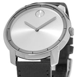  Shop Authentic Movado Bold Silver Dial Black Leather Strap Watch For Men - 3600468 - Luxxuri