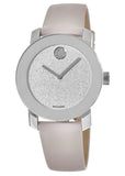  Shop Authentic Movado Bold Glitter Silver Dial Pink Leather Strap Watch For Women - 3600522 - Luxxuri
