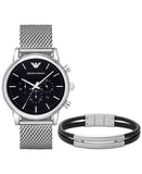  Shop Authentic Emporio Armani Luigi Black Dial Silver Mesh Bracelet Watch For Men - AR8032 - Luxxuri