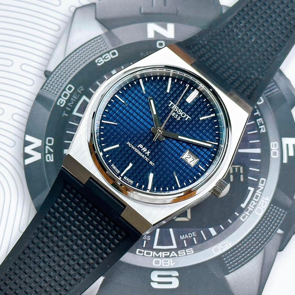 Tissot PRX Powermatic 80 Blue Dial Black Rubber Strap Watch for Men - T137.407.17.041.00