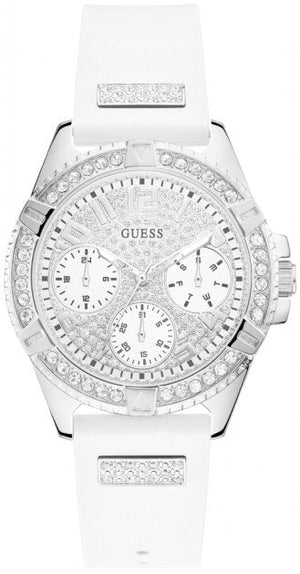  Shop Authentic Guess Frontier Diamonds Silver Dial White Rubber Strap Watch For Women - W1160L4 - Luxxuri