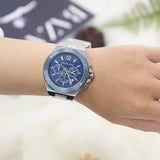  Shop Authentic Michael Kors Lennox Chronograph Blue Dial Silver Steel Strap Watch For Men - MK8938 - Luxxuri