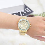  Shop Authentic Michael Kors Everest Chronograph Gold Dial Gold Steel Strap Watch For Women - MK7210 - Luxxuri