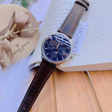  Shop Authentic Movado Heritage Moonphase Blue Dial Brown Leather Strap Watch For Women - 3650009 - Luxxuri