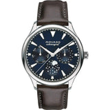  Shop Authentic Movado Heritage Moonphase Blue Dial Brown Leather Strap Watch For Women - 3650009 - Luxxuri