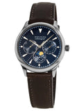  Shop Authentic Movado Heritage Moonphase Blue Dial Brown Leather Strap Watch For Women - 3650009 - Luxxuri