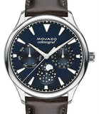  Shop Authentic Movado Heritage Moonphase Blue Dial Brown Leather Strap Watch For Women - 3650009 - Luxxuri